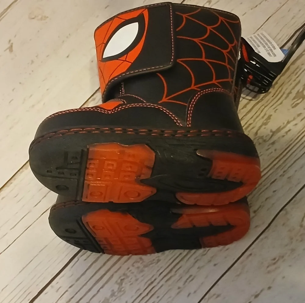 Spider-Man Themed Kids Boots With Light Up Soles Size 6
